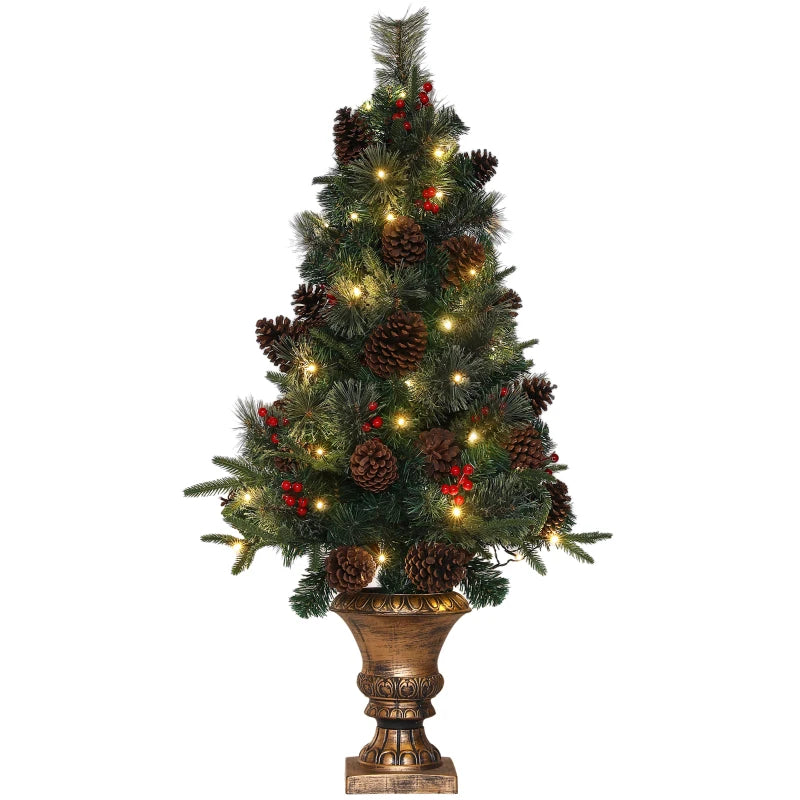 4ft Realistic Artificial Christmas Tree with 60 Warm White LED Lights & Remote - 8 Modes, Trophy Stand for Holiday Decor
