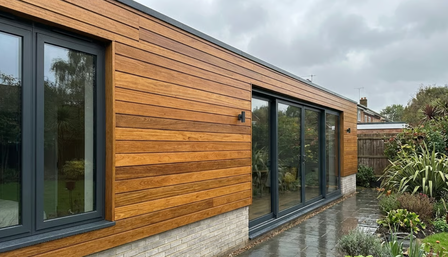 2.4m Iroko Wood Cladding 121mm x 19mm – Exterior Loglap Timber Boards