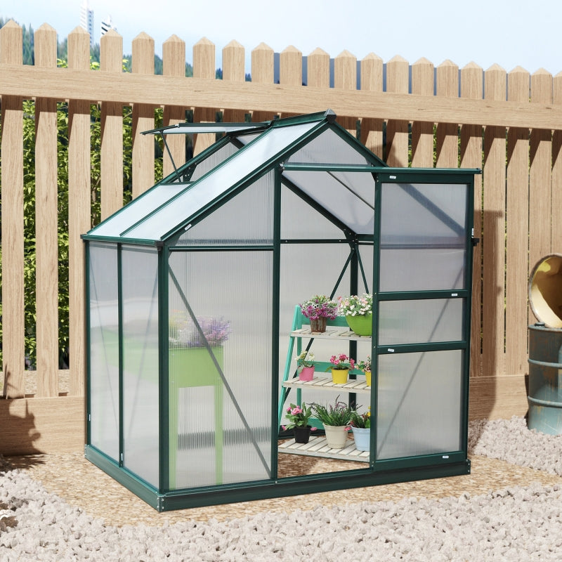 6 x 4ft Dark Green Polycarbonate Greenhouse