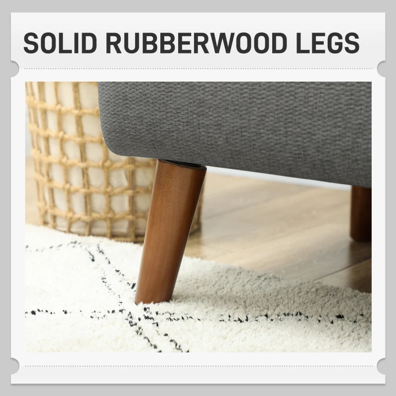 Stylish Grey Velvet 2 Seater Sofa Loveseat with Thick Padding and Wooden Legs for Small Spaces