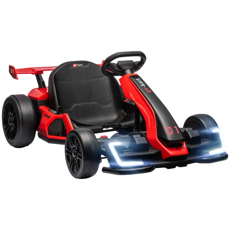 24V Electric Go Kart for Kids Adjustable Seat Fun Ride for Ages 6-12 Red