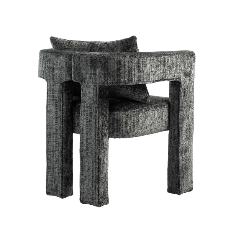 Set of 2 Modern Sofa Chairs with Hollow Armrest Design, Cushions and Pillows, Dark Grey, 60x44x65 cm