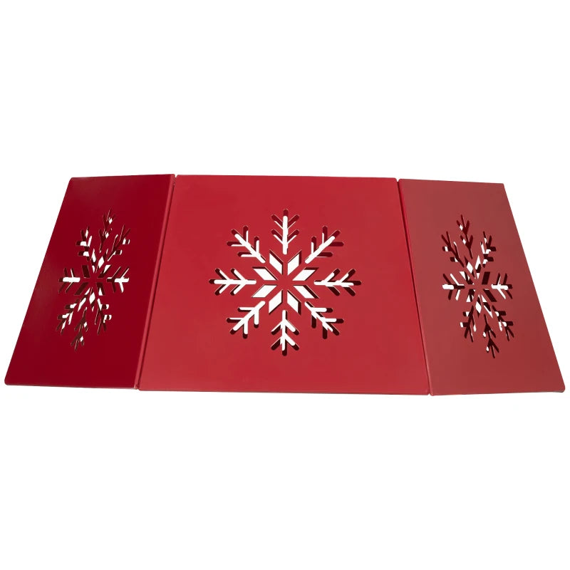 Hexagon Christmas Tree Collar - Red Snowflake Pattern Base Cover for Holiday Decor, Xmas Party Home Decoration