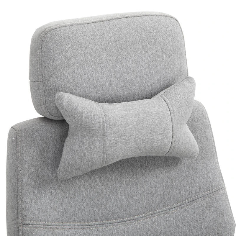 Vinsetto Ergonomic Office Chair - High Back Fabric Desk Chair with 160° Recline, Footrest, Neck & Lumbar Support - Grey