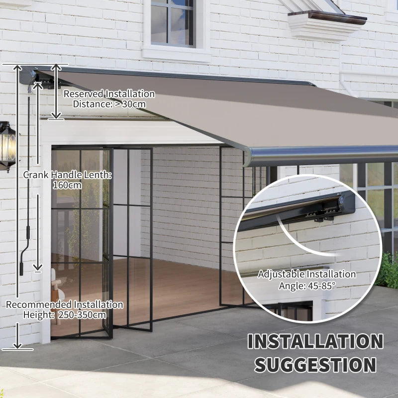3m x 2.5 m Light Grey Electric Retractable Awning with Remote Controller - Aluminium Frame UV50+ Sun Shade Canopy