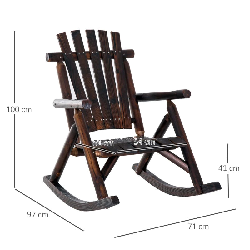 Rustic Red Outdoor Adirondack Rocking Chair