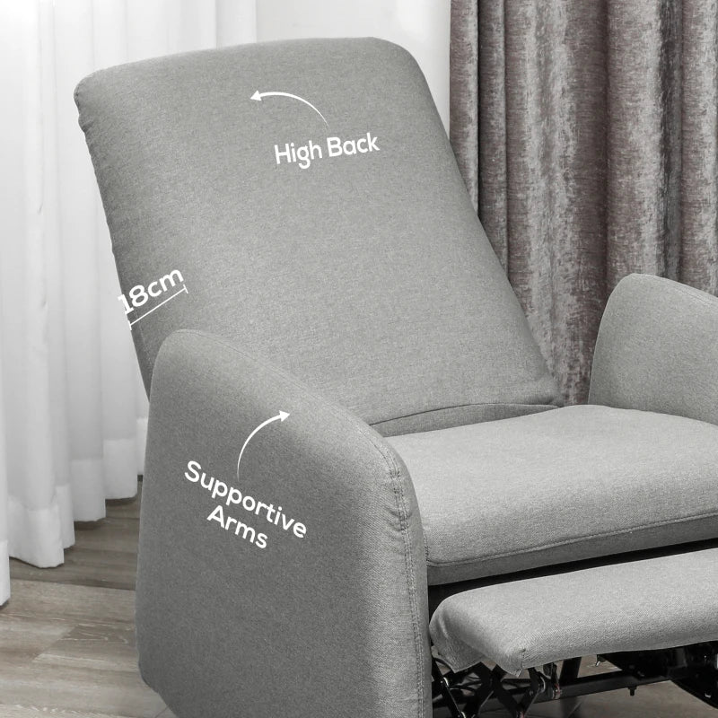 High Back Recliner Armchair with Adjustable Leg Rest and Pocket Spring Seat for Living Room and Bedroom, Grey