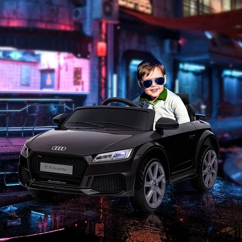 Kids Licensed Audi TT 12V Ride-On Car with Remote, Suspension, Headlights & MP3 Player - Black, 2.5-5km/h