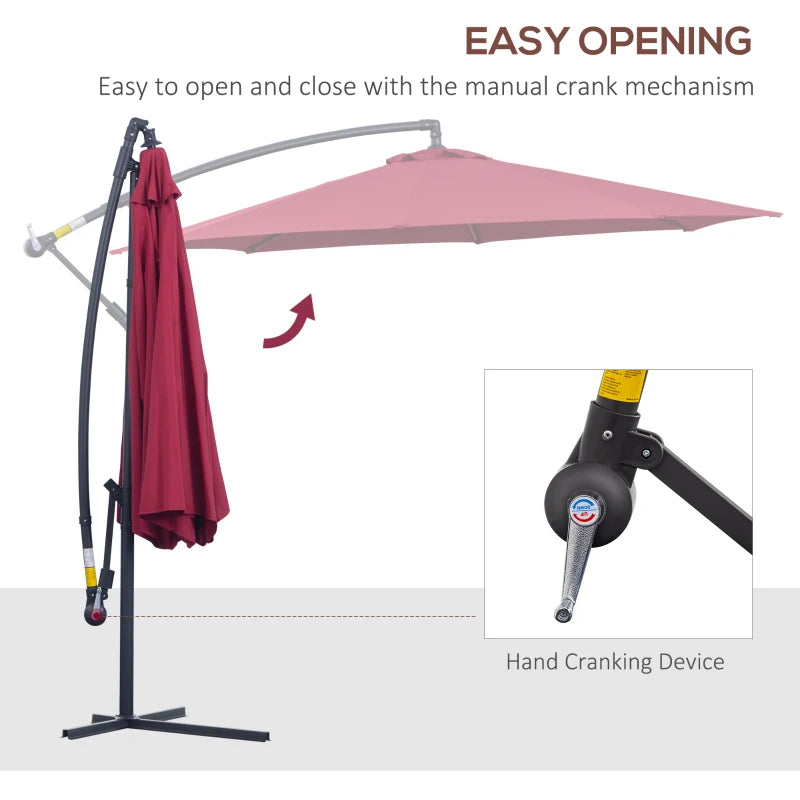 3m Water Resistant Wine Red Hanging Parasol