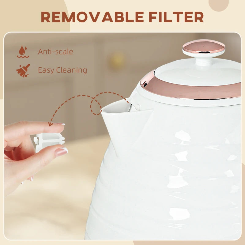 3kW Rapid Boil Honeycomb Kettle in Cream - Stylish Electric Tea Kettle for Fast Boiling and Modern Kitchen Decor