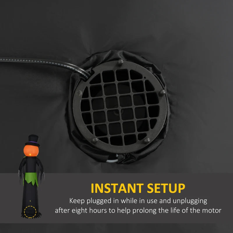 8ft Light-Up Pumpkin Man Halloween Decoration - Giant Inflatable Outdoor Decor for Spooky Parties and Yard Display