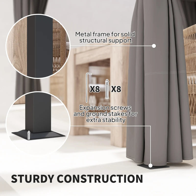 3m x 3m Canopy With Grey Curtains