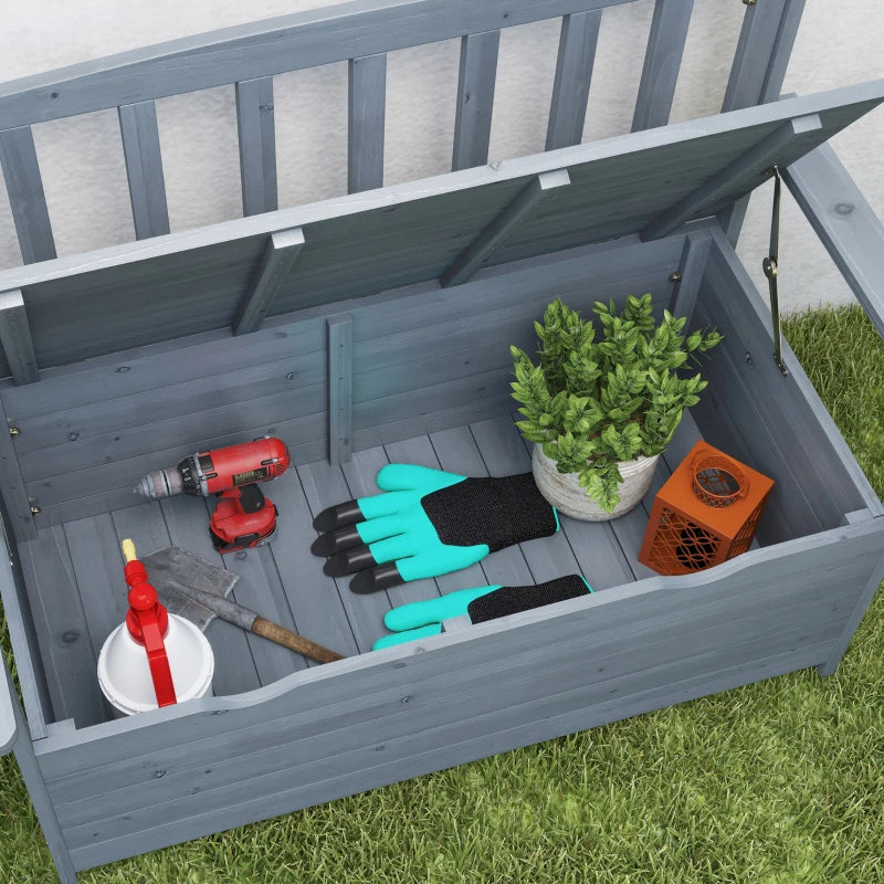 Grey Two-Seater Garden Storage Bench - Outdoor Furniture for Patio and Garden