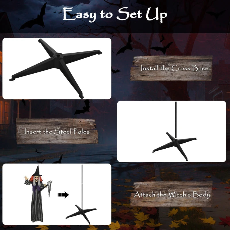 160cm Lifelike Moving Witch Decoration - Realistic Halloween Prop for Spooky Home Decor - Multi-Function Animated Figure