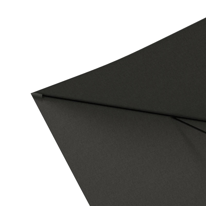 Dark Grey Rectangular Garden Parasol Umbrella, 2x3m, Crank Tilt, Aluminium Pole