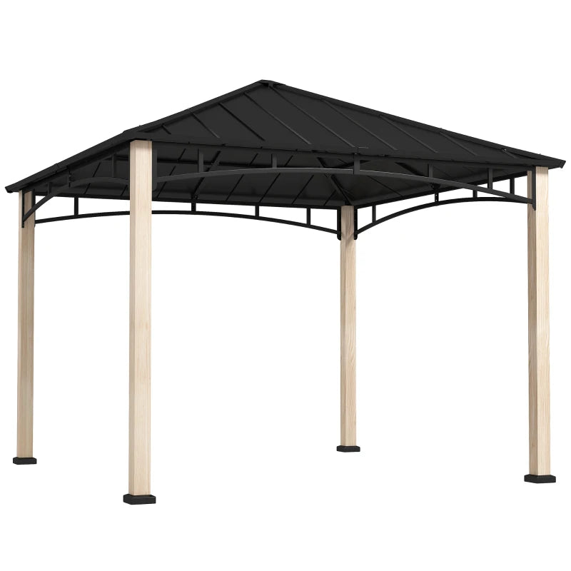 3m x 3m Black and Wood-Effect Metal Gazebo