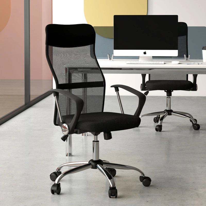 Ergonomic Mesh Office Chair with Adjustable Height and Tilt Function in Black