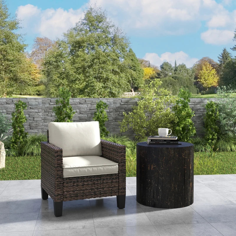 Brown Rattan Armchair with Cushions - Single Size