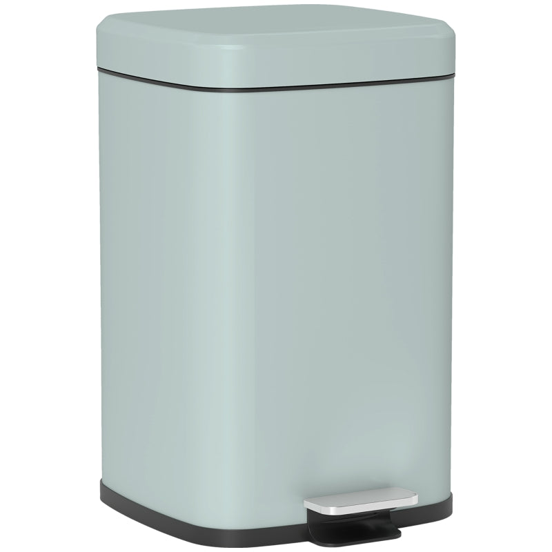 20L Modern Boxy Metal Kitchen Bin - Stylish Light Green Trash Can for Home Organization & Waste Management