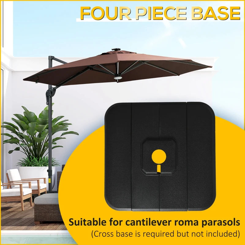 Black Cantilever Umbrella Base Set, 130kg Sand or 90kg Water Filled