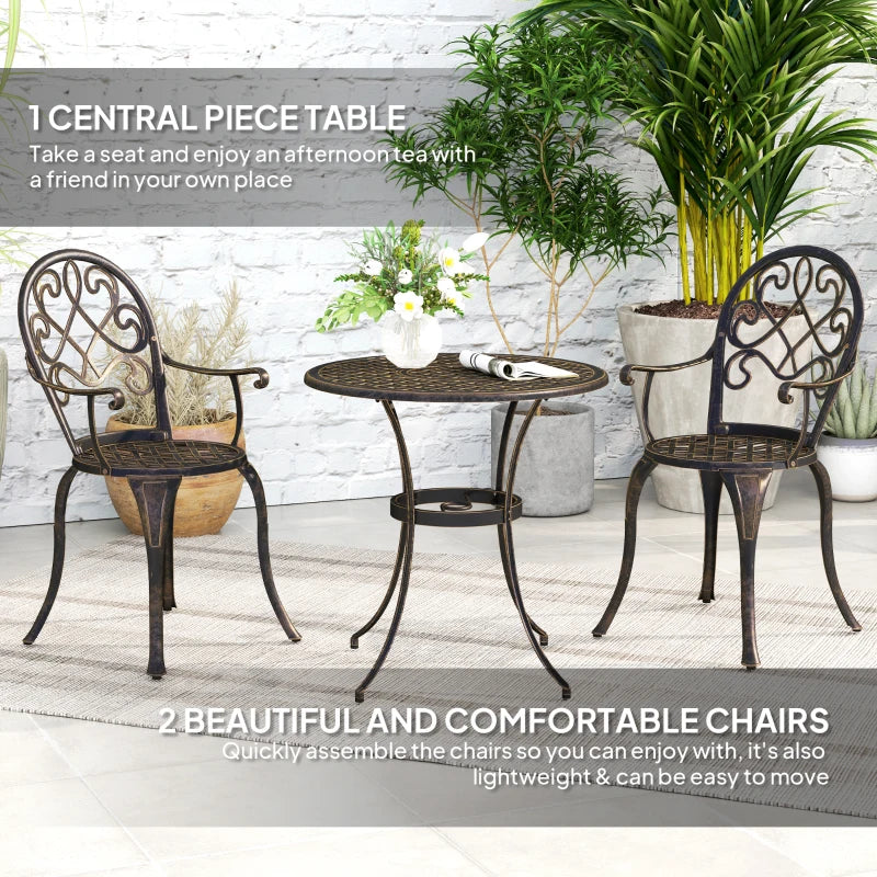 Elegant Bronze Aluminium Garden Set - 3-Piece Outdoor Furniture Set