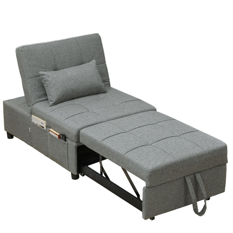 Versatile Dark Grey Four-in-One Sleeper Chair for Compact Living Spaces