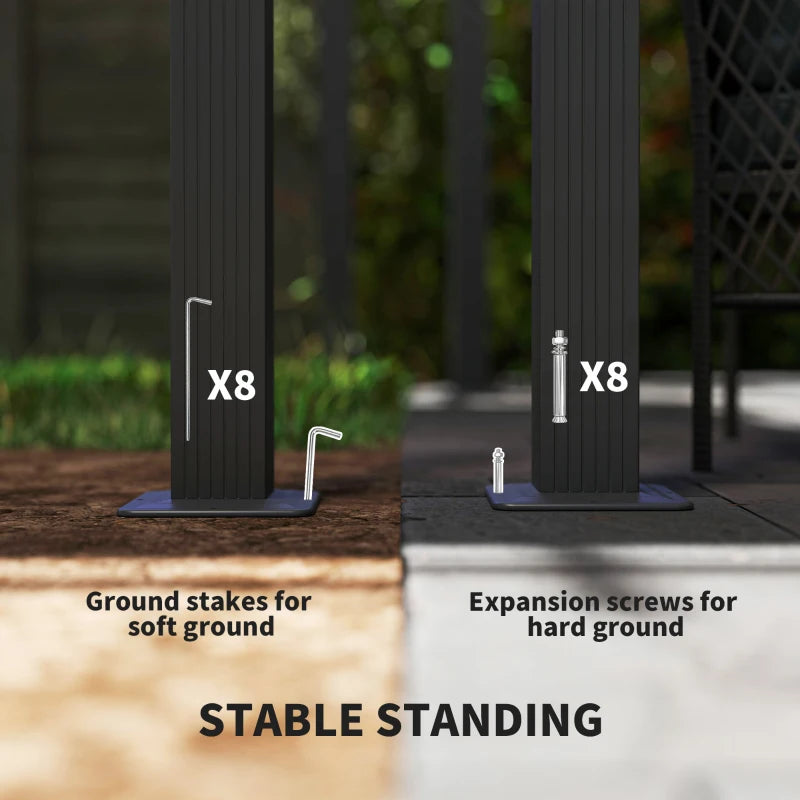 3x4m Khaki Aluminium Pergola with Retractable Roof