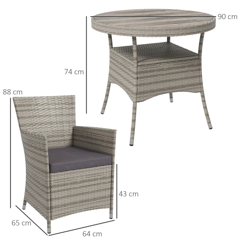 5 Piece Grey Rattan Dining Set Removable Cushions
