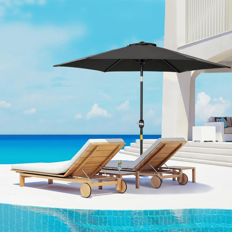 Black 2.7M Tilt Crank Garden Parasol Umbrella