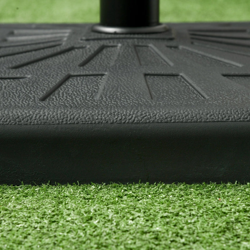 Black Square Resin Garden Parasol Base Holder - 19kg Weight