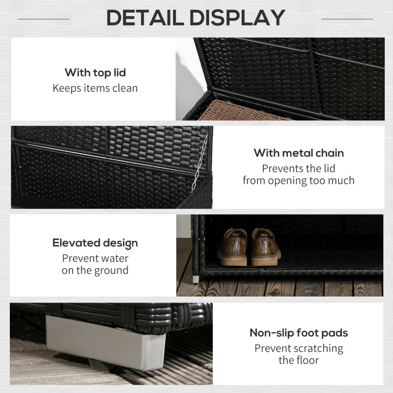 Black Rattan Storage Bench