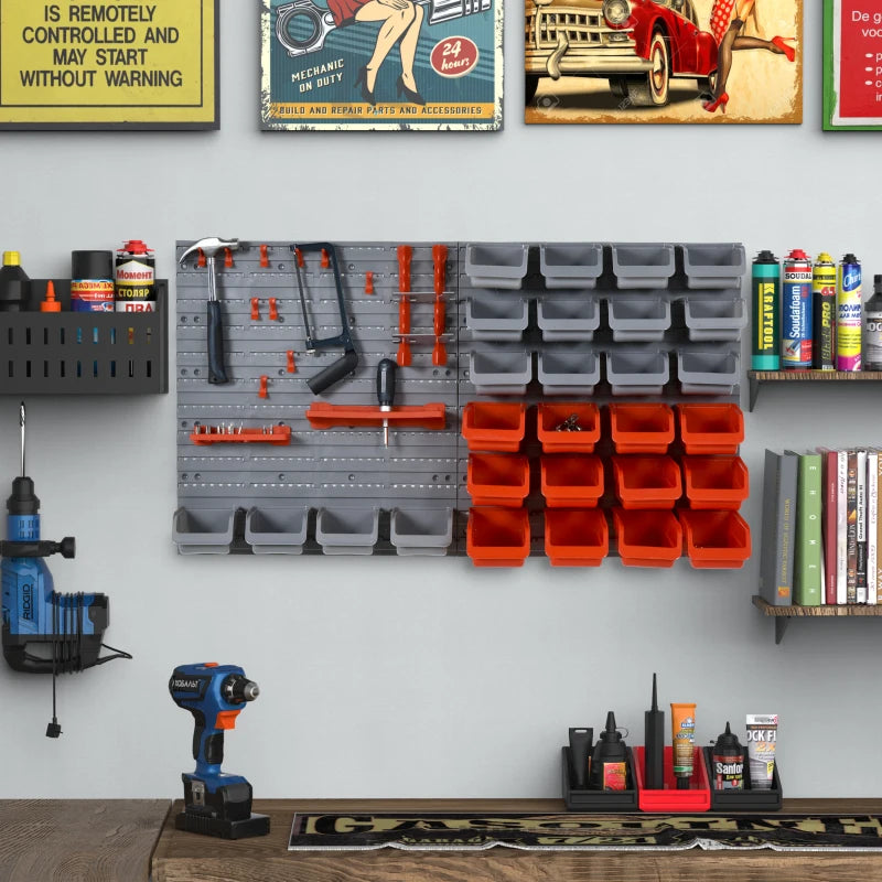 Efficient 44 Piece Wall Tool Storage Solution