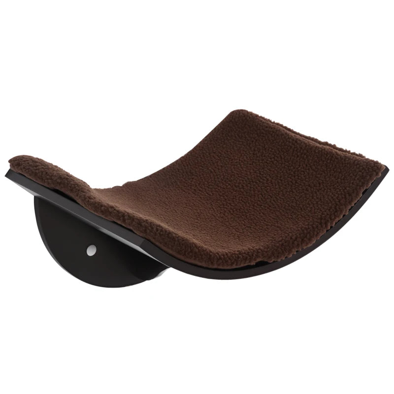Wood Cat Shelves - Wall-Mounted Curved Kitten Bed Perch Climber Furniture, 41x28x21cm, Stylish Brown Cat Shelters