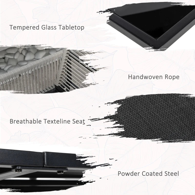 5-Piece Light Grey Metal Dining Set with Folding Back Chairs - Outdoor Patio Furniture