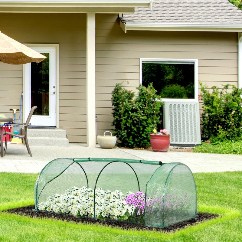 Green Steel Frame Garden Tunnel Greenhouse, 200x100x80cm