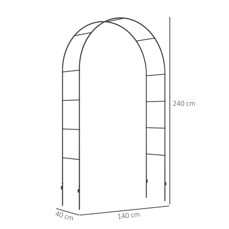 Metal Garden Arch for Climbing Plants and Vines - Black Outdoor Arbor for Weddings, 140L x 40W x 240H cm