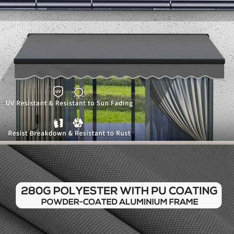 3m x 2m Dark Grey Electric Awning Canopy