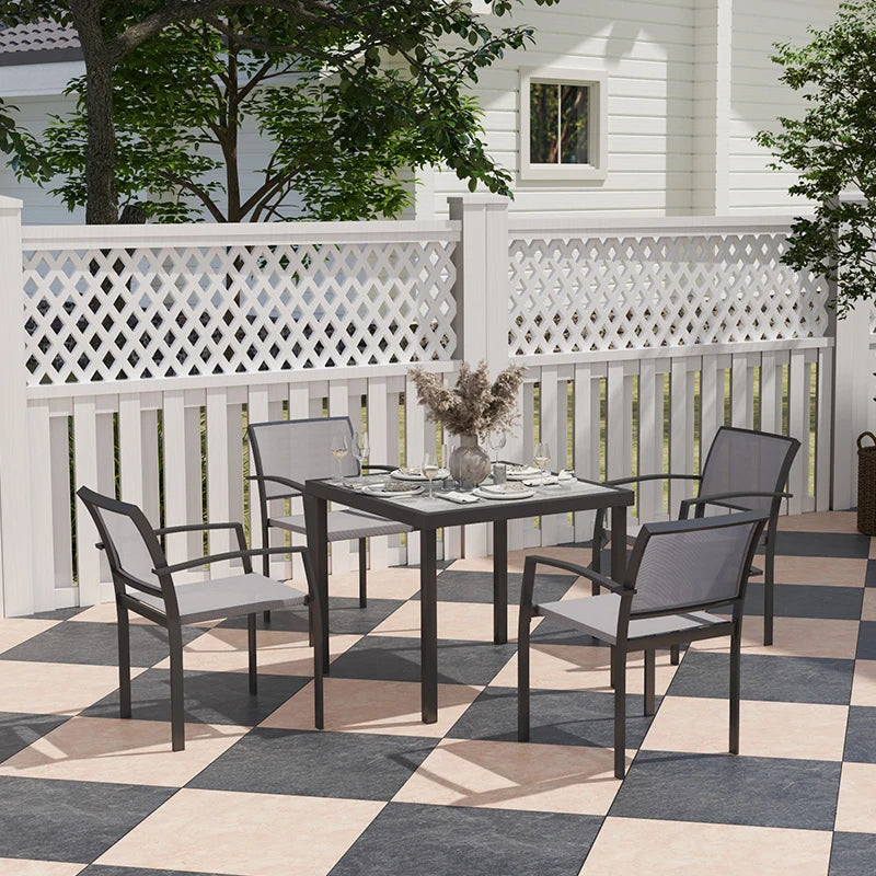 5-Piece Grey Outdoor Garden Dining Set - Perfect for Patio and Backyard