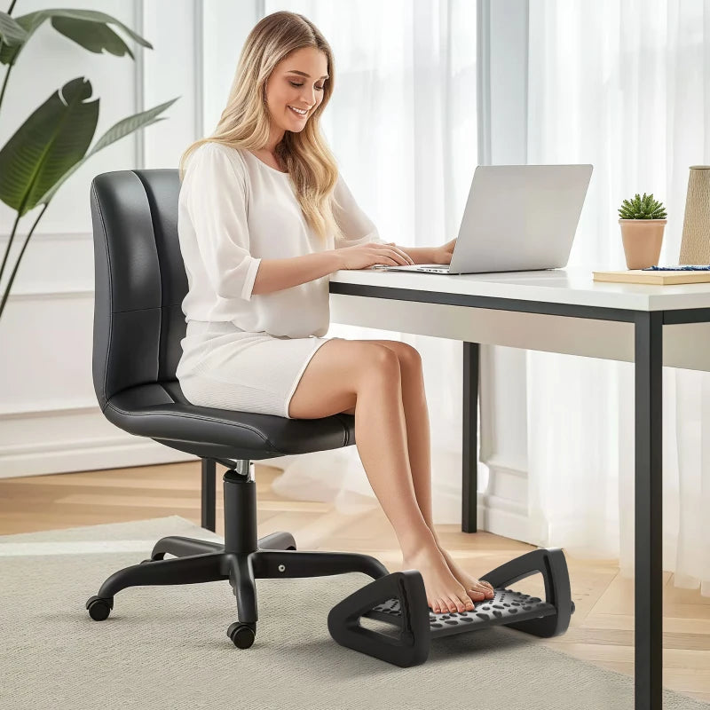 Ergonomic 10°-45° Six-Angle Massage Footrest - Adjustable Black Footrest for Ultimate Comfort and Relaxation