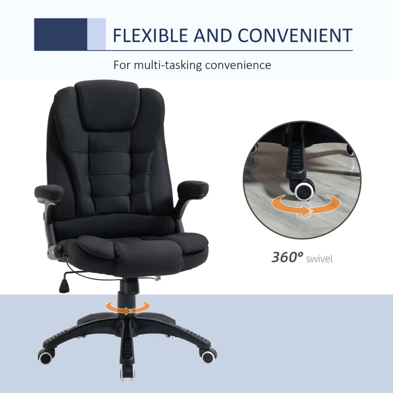 Vinsetto Ergonomic Office Chair - Adjustable Height, Reclining, Tilt Function, Comfortable Desk Chair with Armrests - Black