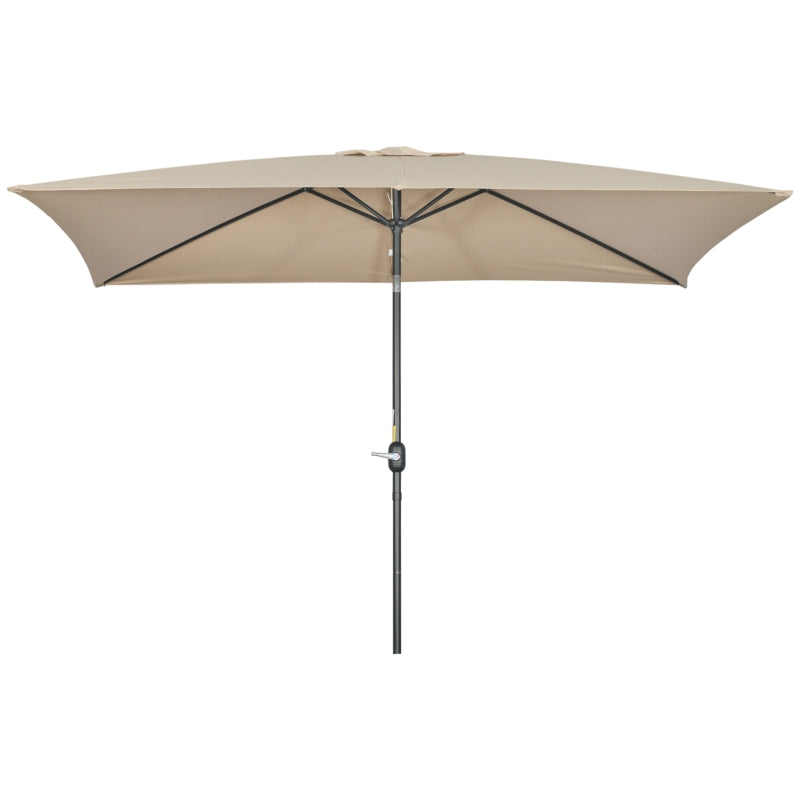 Rectangular Khaki Garden Parasol Umbrella with Tilt and Crank