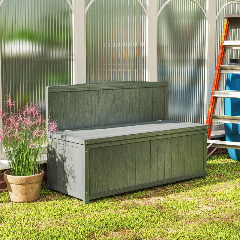 Grey Wooden Storage Bench for Patio - Outdoor Garden Seating, 47"
