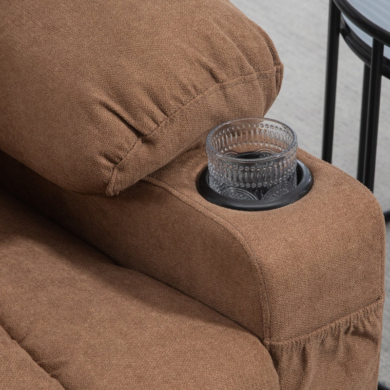 Oversized Riser Recliner Chair for Elderly - Fabric Lift Chair with Remote, Side Pockets, Cup Holder, Brown