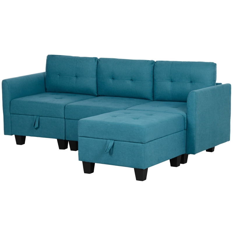 Light Blue 'L' Shape Modular Sofa with Storage for Stylish Living Rooms