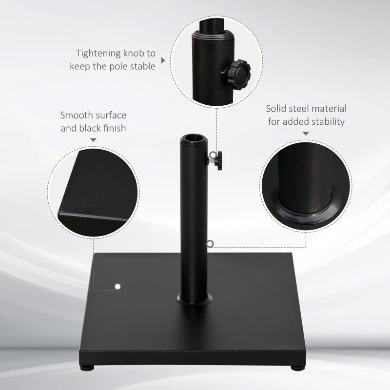 Adjustable Black Steel Square Parasol Stand Base for Garden Patio Umbrella