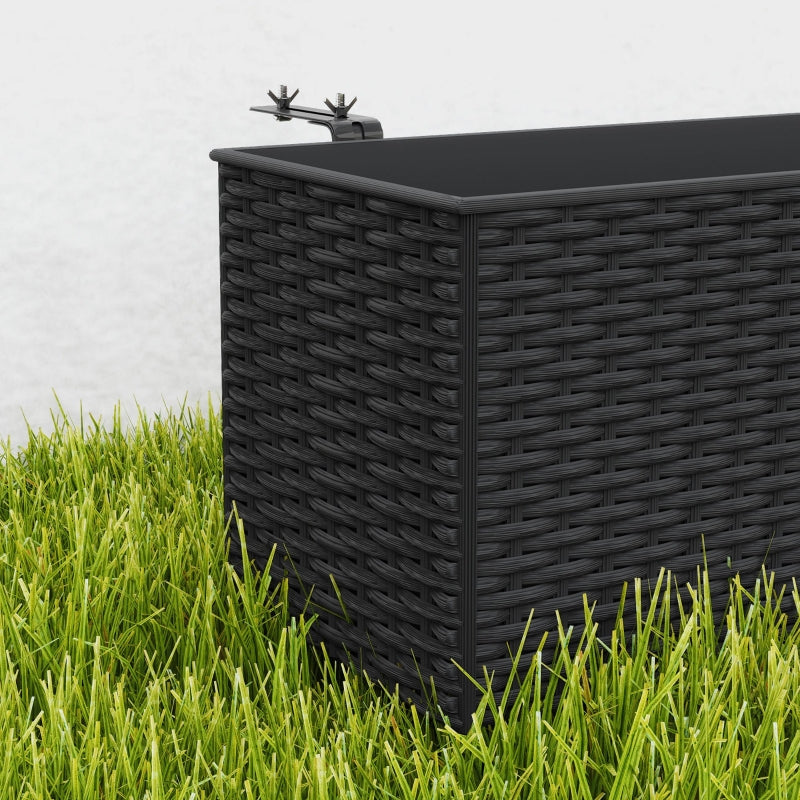 Set of Two Black Rattan-Effect Planters - Stylish Outdoor Garden Pots - 12" x 12"