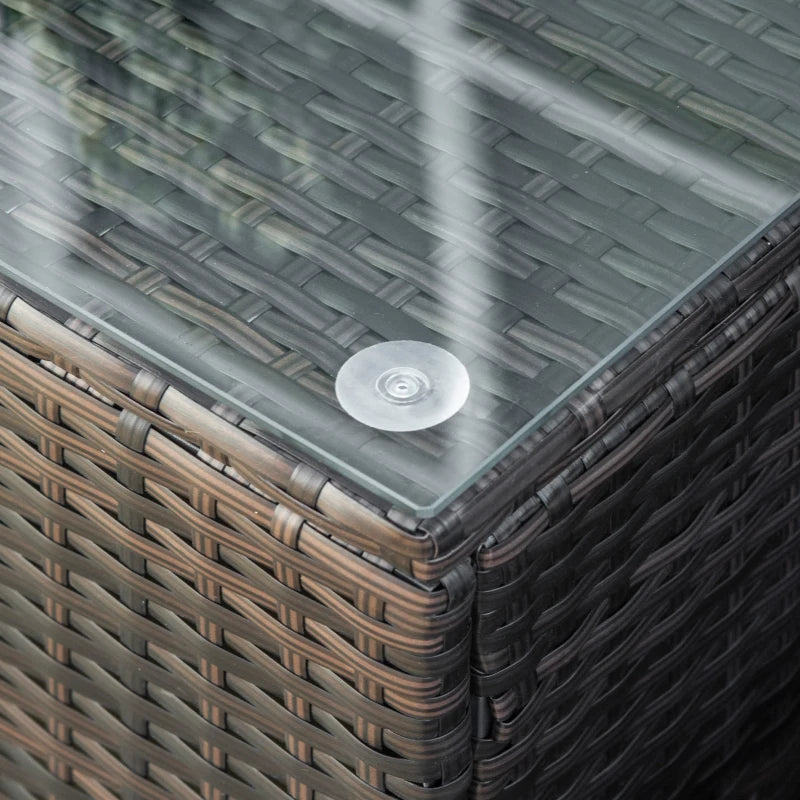 Brown Rattan Garden Coffee Table with Glass Top