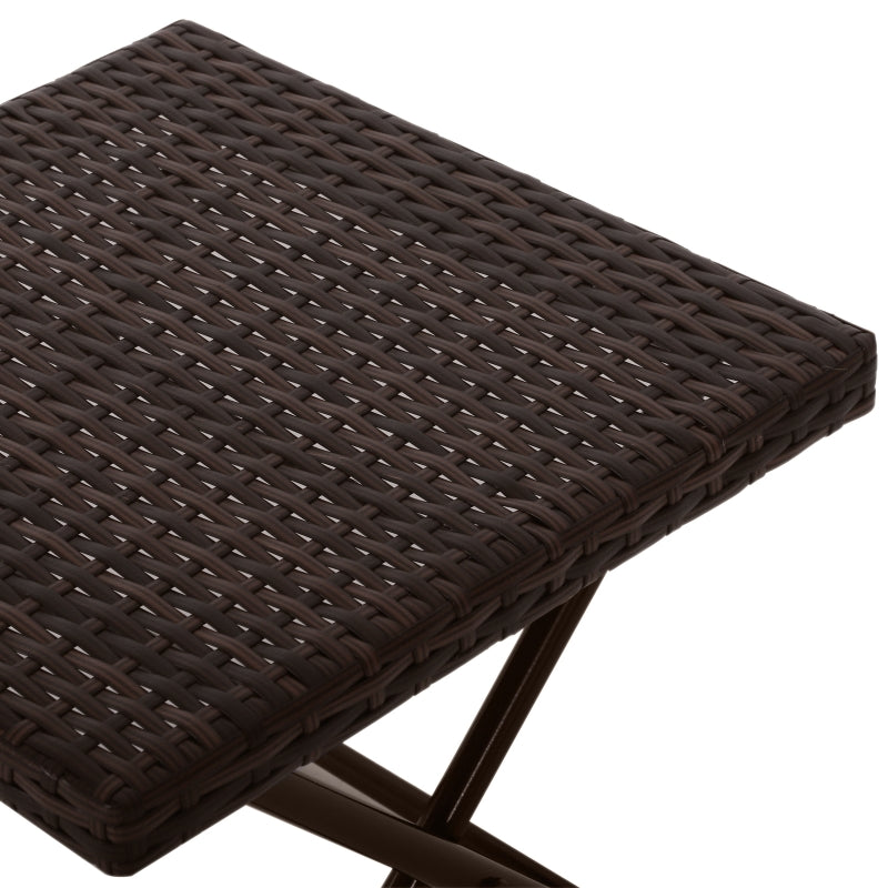 Brown Rattan Folding Outdoor Coffee Table 40x40x40cm