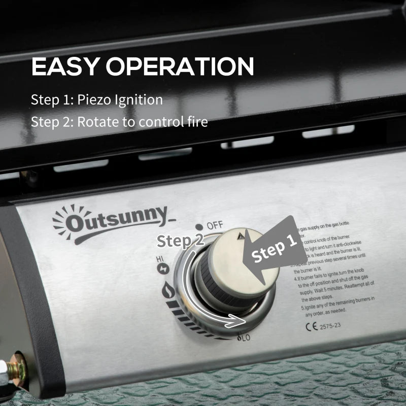 Portable Stainless Steel Gas Plancha Grill - 6kW, Non-Stick Griddle