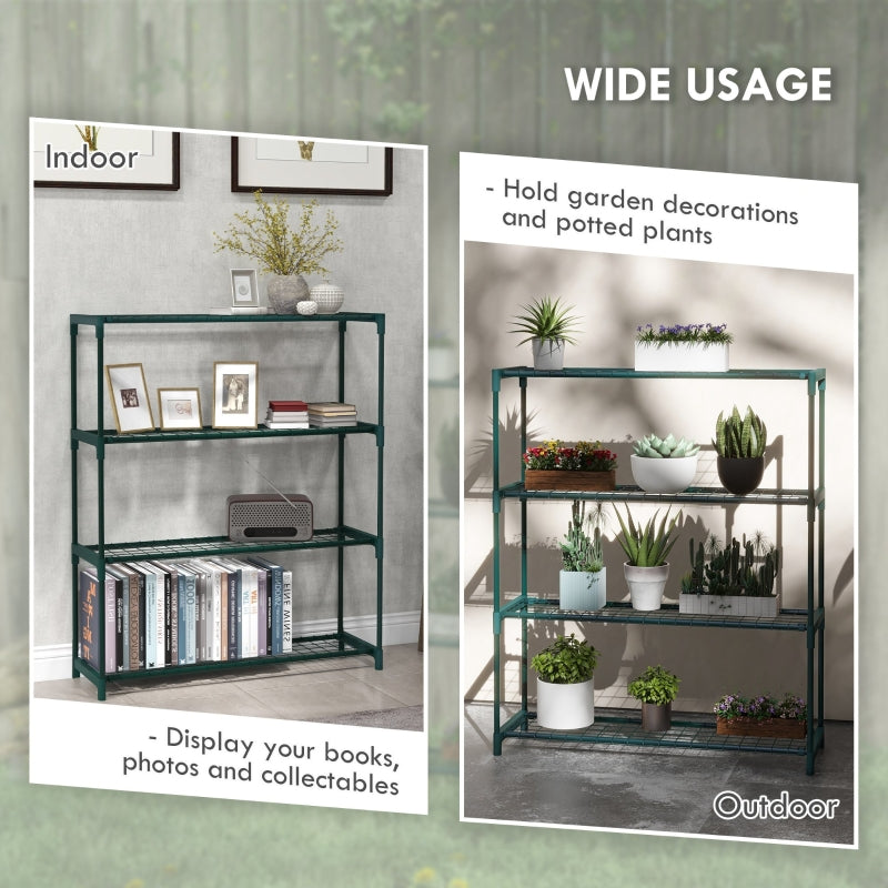 Black Four-Tier Steel Plant Shelf